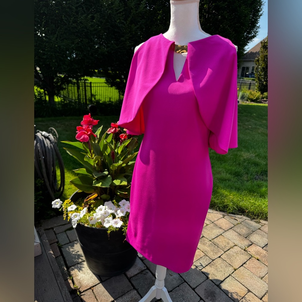 🌸Joseph Ribkoff Fuchsia Cape Mini Dress